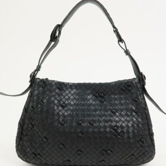 💎✨Beautiful✨💎Authentic BOTTEGA VENETA Intrecciato Shoulder Bag Black - Picture 2 of 15